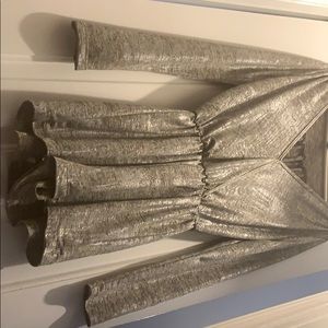 Silver short, long sleeve romper